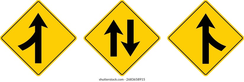 Conjunto de señales de dirección de tráfico amarillo Vector 