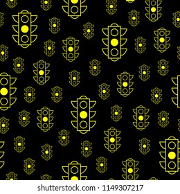 Yellow traffic light. The traffic light does not work. Vector seamless pattern background for book or package or screen design. Minimalistic style design.