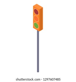 Yellow traffic light icon. Isometric of yellow traffic light vector icon for web design isolated on white background