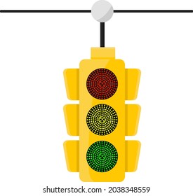 Yellow traffic light, illustration, vector on white background.
