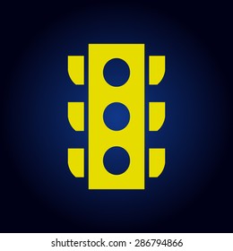 Yellow Traffic light signal - Vector icon isolated on a blue background