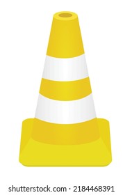 Yellow traffic safety cone. vector illustration