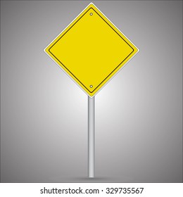 yellow traffic sign Gray-white background. Easy to edit vector image.