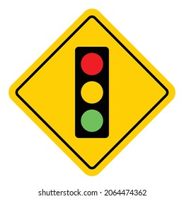 yellow traffic sign, traffic light warning, vector illustration