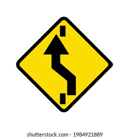 Yellow traffic sign vector of changing to left lane.