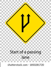 Yellow traffic warning sign on transparent background illustration