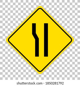 Yellow traffic warning sign on transparent background illustration