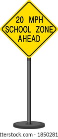 Yellow traffic warning sign on white background illustration