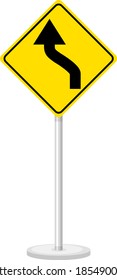 Yellow traffic warning sign on white background illustration
