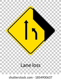 Yellow traffic warning sign on transparent background illustration