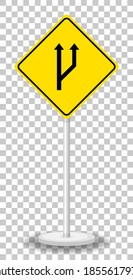 Yellow traffic warning sign on transparent background illustration