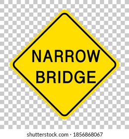 Yellow traffic warning sign on transparent background illustration