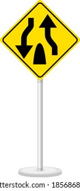Gelbes Verkehrswarnzeichen, weißer Hintergrund, Abbildung