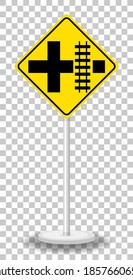 Signo de advertencia de tráfico amarillo en la ilustración de fondo transparente