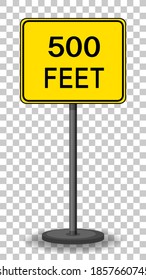 Yellow traffic warning sign on transparent background illustration