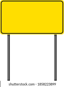 Yellow traffic warning sign on white background illustration