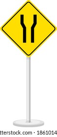 Yellow traffic warning sign on white background illustration