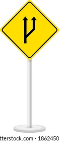 Yellow traffic warning sign on white background illustration