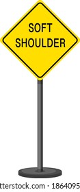 Yellow traffic warning sign on white background illustration