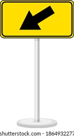 Yellow traffic warning sign on white background illustration