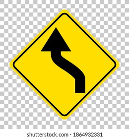 Yellow traffic warning sign on transparent background illustration