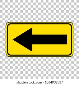 Yellow traffic warning sign on transparent background illustration