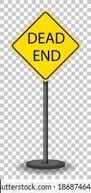 Yellow traffic warning sign on transparent background illustration