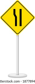 Yellow traffic warning sign on white background illustration