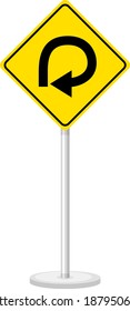 Yellow traffic warning sign on white background illustration