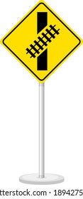 Yellow traffic warning sign on white background illustration