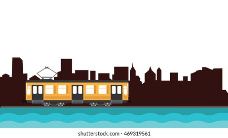 Yellow tram