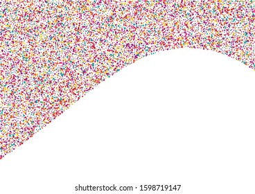 Yellow Transparent Circle Invitation. White Independence Confetti Illustration. Fun Texture. Effect Color Card.