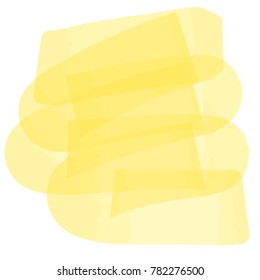 yellow transparent marker pencil pattern with wide curved overlapping strokes on withe background, vector illustration