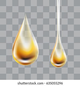 Yellow Transparent Oil Droplet. Realistic Vector Illustration.