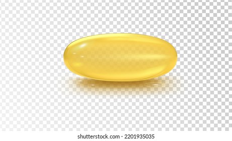 Yellow transparent tablet - capsule on a transparent background. Vector illustration