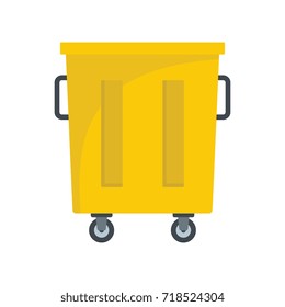 Yellow trash bin icon. Flat illustration of Yellow trash bin vector icon for web on white background