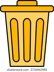 Yellow Trash Can and Garbage Bin Icon