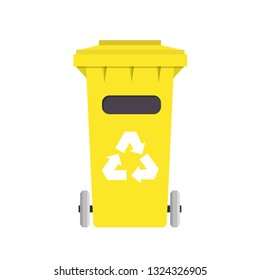 Yellow trash cans isolated on white background. vector illustrations.