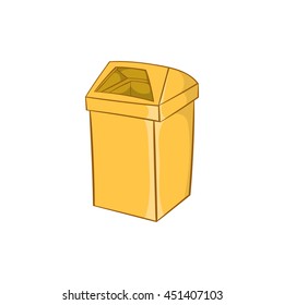 Yellow trash icon in cartoon style isolated on white background. Garbage symbol