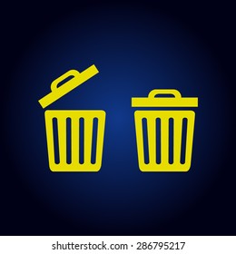 Yellow Trash icon on a blue background