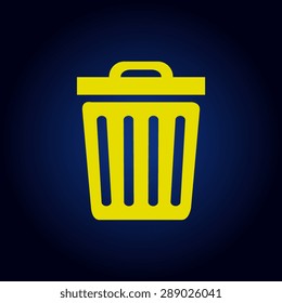 Yellow Trash icon on a blue background
