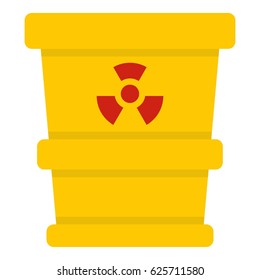 Yellow trashcan containing radioactive waste icon flat isolated on white background vector illustration