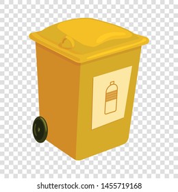 Yellow trashcan icon. Cartoon illustration of yellow trashcan vector icon for web