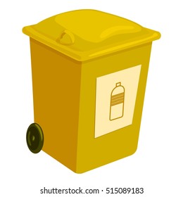 Yellow trashcan icon. Cartoon illustration of yellow trashcan vector icon for web