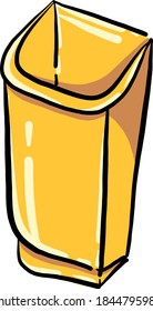 Yellow trashcan, illustration, vector on white background