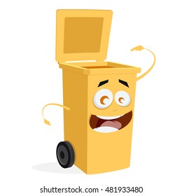 yellow trashcan is ready for rubbish