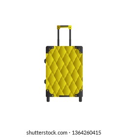 Yellow travel bag or suitcase. Isolated on white. Vector illustration