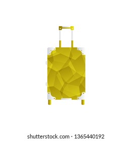 Yellow travel bag or suitcase. Isolated on white. Vector illustration