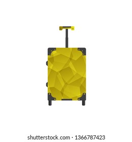 Yellow travel bag or suitcase. Isolated on white. Vector illustration