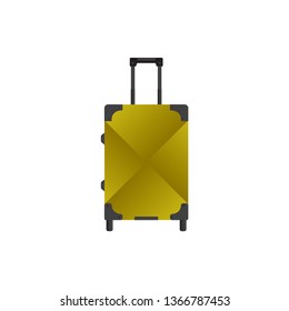 Yellow travel bag or suitcase. Isolated on white. Vector illustration